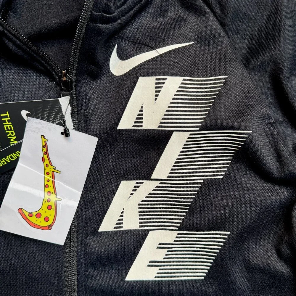 Nike Boys YXL 18 20 Therma Fit Full Zip Hoodie Jacket NWT Pizza Swoosh Black